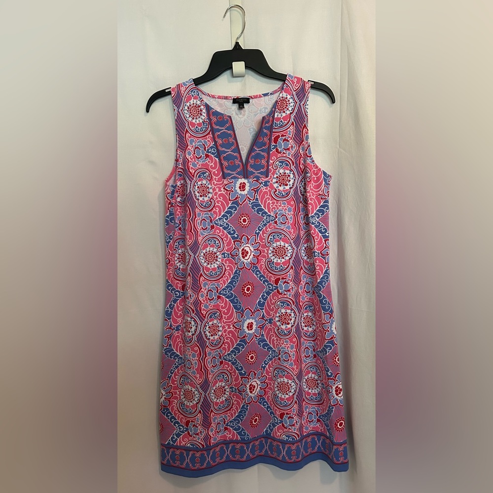 Talbots - Vibrant Pink and Blue Sleeveless Dress